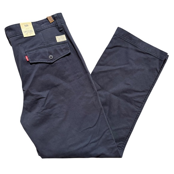 Levis XX Chino Authentic Straight Pants Mens 36x32 Blue Casual Snap Pocket Navy - Picture 1 of 15